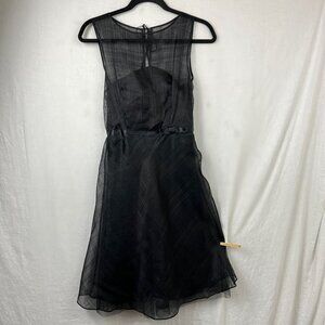 Express‎ Silk High Neckline Party Dress Sz 2 Sheer Special Occasion Goth Tulle